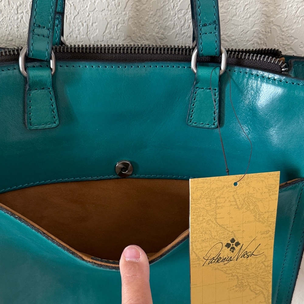 Patricia Nash Ava MediumTote Gorgeous Teal Leather NWT - Picture 3 of 9